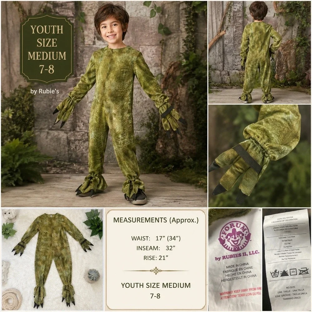 Forum Novelties Kids Green Tie-Dye Dinosaur Dragon Costume Jumpsuit One Size